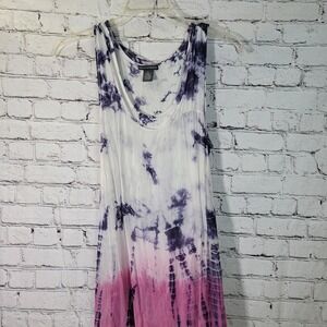 Chelsea & Theodore Womens Size Large Printed Maxi Dress Chiffon Overlay Tie Dye